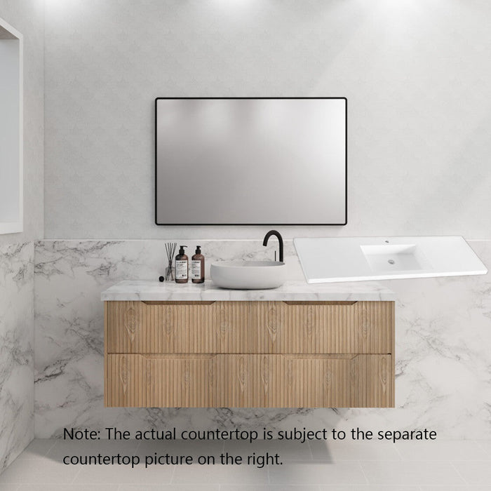 600-1800*450*550mm Bali American Oak MR Melamined Board Panel With PVC Coating Fluted Wall Hung Vanity - HD reno