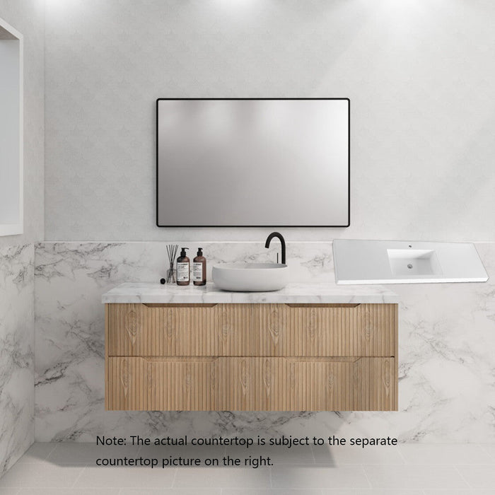 600-1800*450*550mm Bali American Oak MR Melamined Board Panel With PVC Coating Fluted Wall Hung Vanity