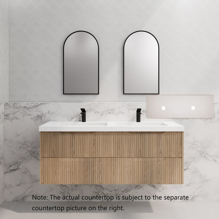 600-1800*450*550mm Bali American Oak MR Melamined Board Panel With PVC Coating Fluted Wall Hung Vanity - HD reno