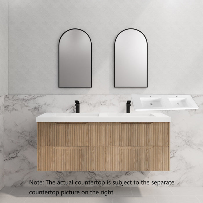 600-1800*450*550mm Bali American Oak MR Melamined Board Panel With PVC Coating Fluted Wall Hung Vanity - HD reno