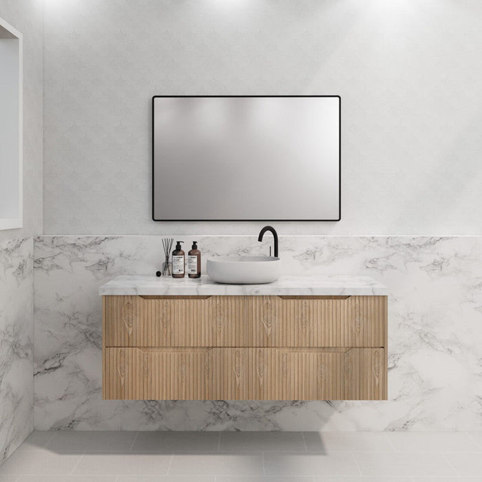 600-1800*450*550mm Bali American Oak MR Melamined Board Panel With PVC Coating Fluted Wall Hung Vanity - HD reno