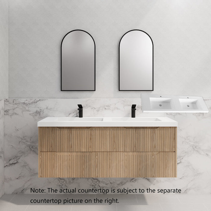 600-1800*450*550mm Bali American Oak MR Melamined Board Panel With PVC Coating Fluted Wall Hung Vanity