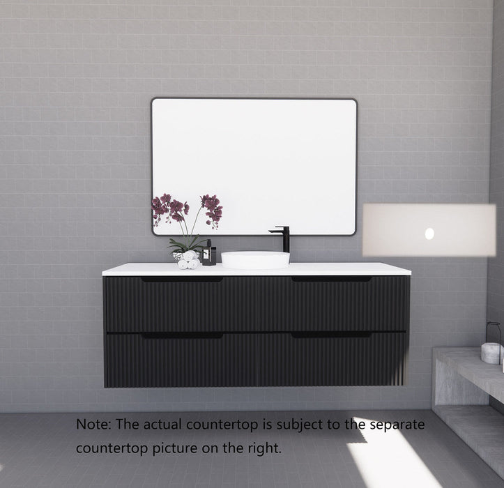 600-1800*450*550mm ABS Bali Matt Black MR Melamined Board Panel With PVC Coating Fluted Wall Hung Vanity