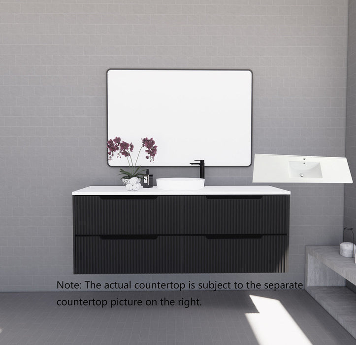 600-1800*450*550mm ABS Bali Matt Black MR Melamined Board Panel With PVC Coating Fluted Wall Hung Vanity