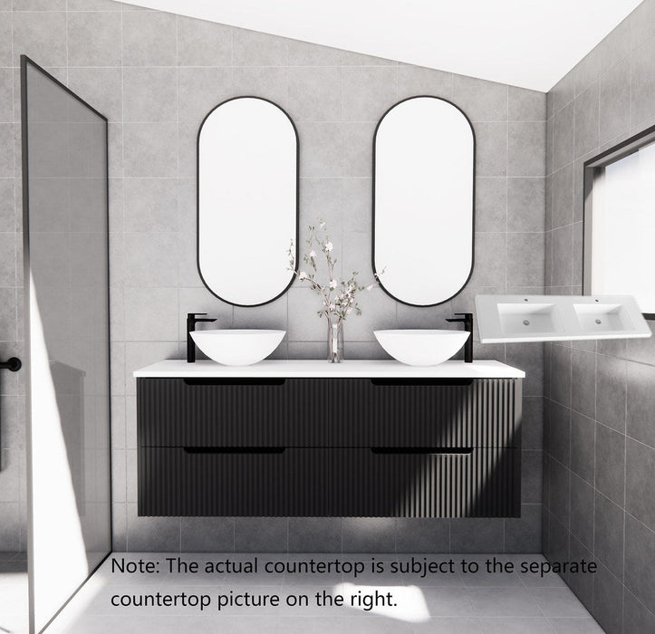 600-1800*450*550mm ABS Bali Matt Black MR Melamined Board Panel With PVC Coating Fluted Wall Hung Vanity