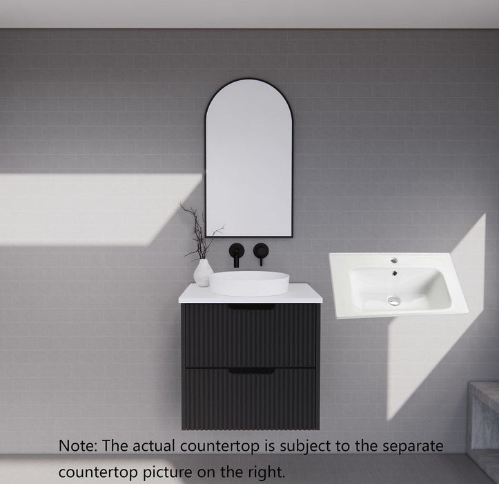 600-1800*450*550mm ABS Bali Matt Black MR Melamined Board Panel With PVC Coating Fluted Wall Hung Vanity - HD reno