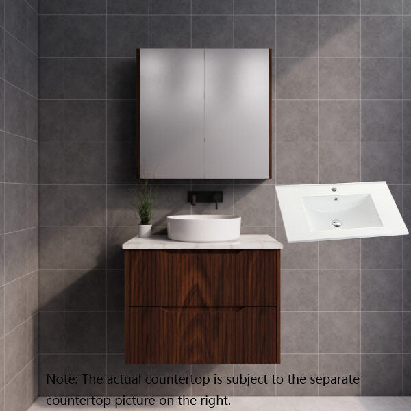 600-1800*450*550mm ABS Bali Brown Oak MR Melamined Board Panel With PVC Coating Fluted Wall Hung Vanity - HD reno