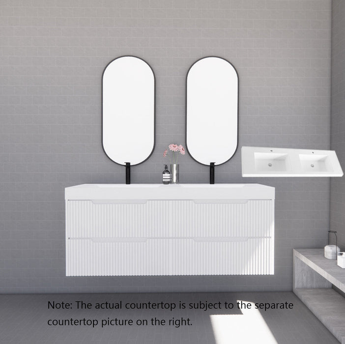 600-1800*450*550mm ABS Bali Matt White MR Melamined Board Panel With PVC Coating Fluted Wall Hung Vanity
