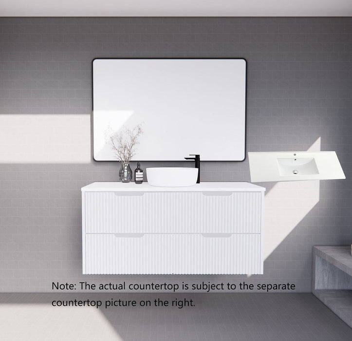 600-1800*450*550mm ABS Bali Matt White MR Melamined Board Panel With PVC Coating Fluted Wall Hung Vanity - HD reno