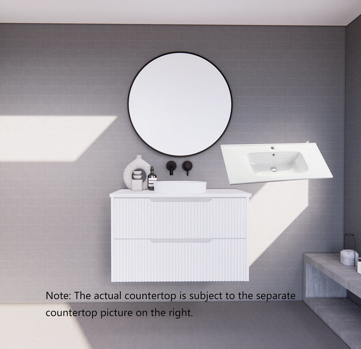 600-1800*450*550mm ABS Bali Matt White MR Melamined Board Panel With PVC Coating Fluted Wall Hung Vanity