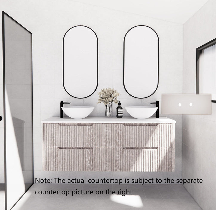 600-1800*450*550mm ABS Bali White Oak MR Melamined Board Panel With PVC Coating Fluted Wall Hung Vanity