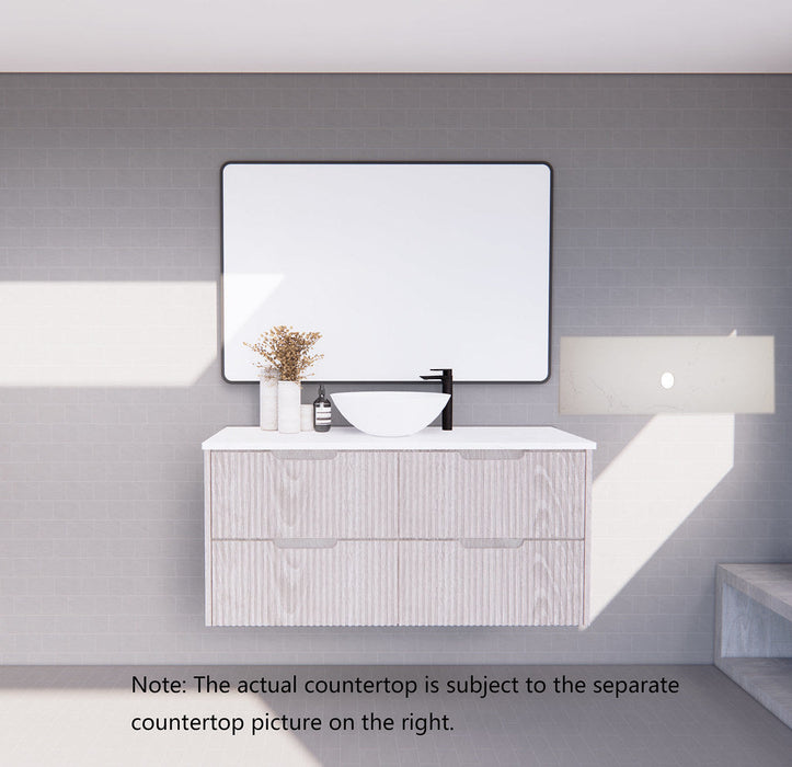 600-1800*450*550mm ABS Bali White Oak MR Melamined Board Panel With PVC Coating Fluted Wall Hung Vanity - HD reno