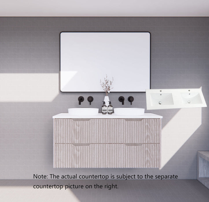 600-1800*450*550mm ABS Bali White Oak MR Melamined Board Panel With PVC Coating Fluted Wall Hung Vanity
