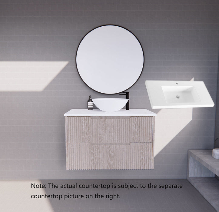 600-1800*450*550mm ABS Bali White Oak MR Melamined Board Panel With PVC Coating Fluted Wall Hung Vanity - HD reno