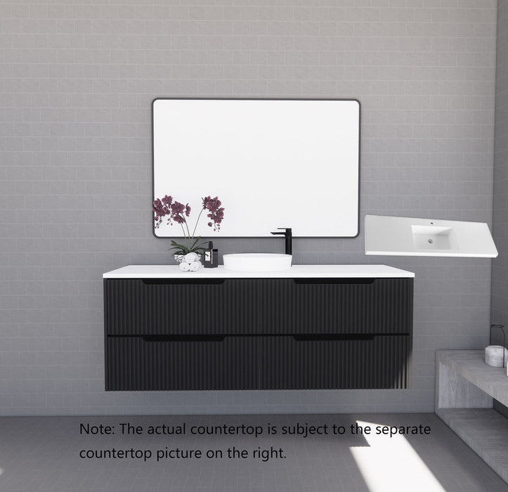 600-1800*450*550mm ABS Bali Matt Black MR Melamined Board Panel With PVC Coating Fluted Wall Hung Vanity