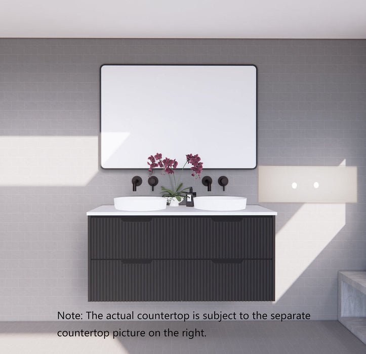 600-1800*450*550mm ABS Bali Matt Black MR Melamined Board Panel With PVC Coating Fluted Wall Hung Vanity - HD reno