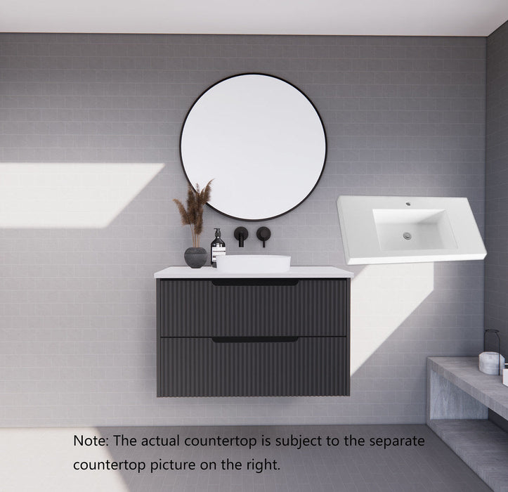600-1800*450*550mm ABS Bali Matt Black MR Melamined Board Panel With PVC Coating Fluted Wall Hung Vanity - HD reno