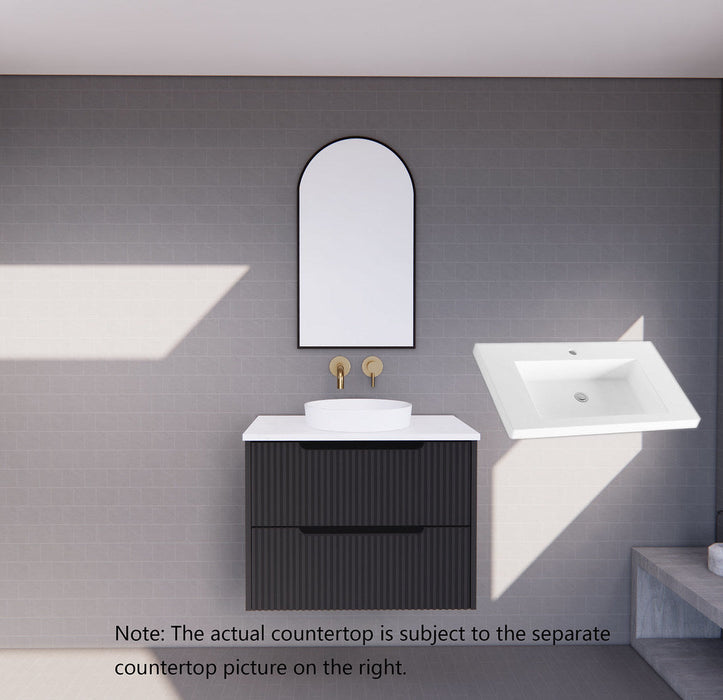 600-1800*450*550mm ABS Bali Matt Black MR Melamined Board Panel With PVC Coating Fluted Wall Hung Vanity