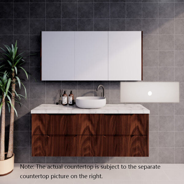600-1800*450*550mm ABS Bali Brown Oak MR Melamined Board Panel With PVC Coating Fluted Wall Hung Vanity