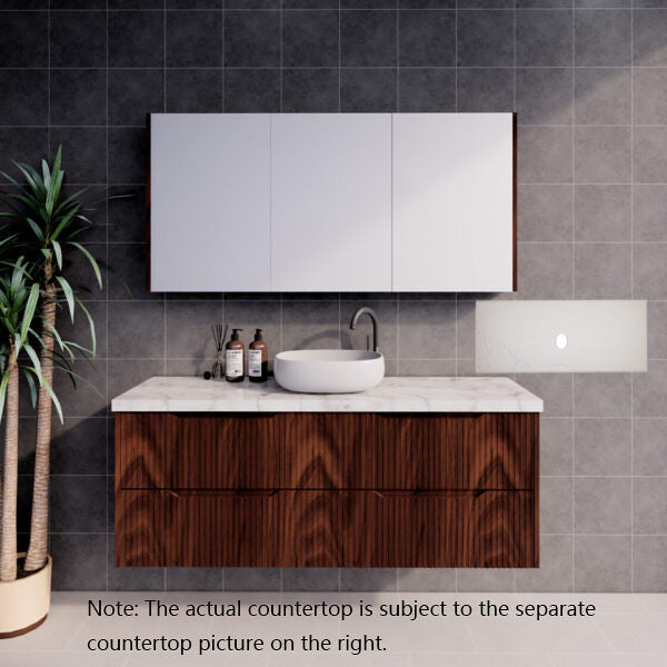600-1800*450*550mm ABS Bali Brown Oak MR Melamined Board Panel With PVC Coating Fluted Wall Hung Vanity