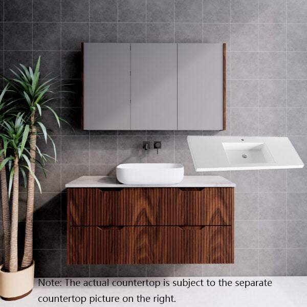 600-1800*450*550mm ABS Bali Brown Oak MR Melamined Board Panel With PVC Coating Fluted Wall Hung Vanity
