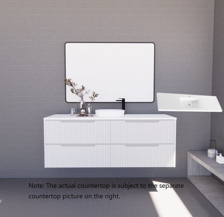 600-1800*450*550mm ABS Bali Matt White MR Melamined Board Panel With PVC Coating Fluted Wall Hung Vanity