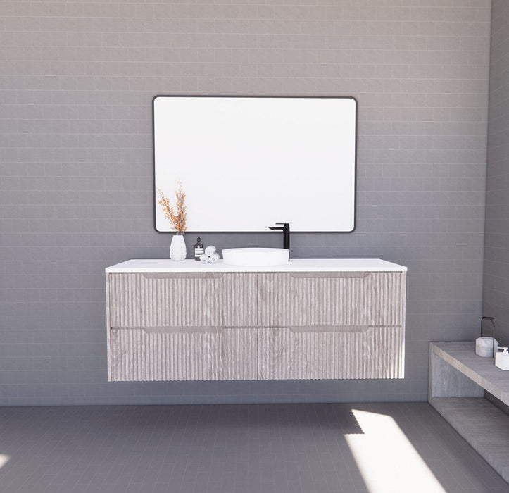600-1800*450*550mm ABS Bali White Oak MR Melamined Board Panel With PVC Coating Fluted Wall Hung Vanity - HD reno