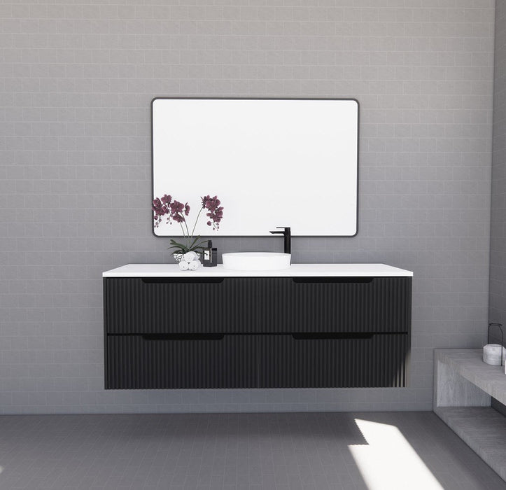 600-1800*450*550mm ABS Bali Matt Black MR Melamined Board Panel With PVC Coating Fluted Wall Hung Vanity - HD reno