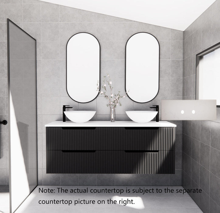 600-1800*450*550mm ABS Bali Matt Black MR Melamined Board Panel With PVC Coating Fluted Wall Hung Vanity