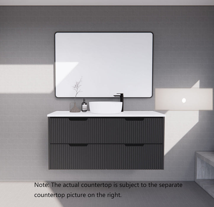 600-1800*450*550mm ABS Bali Matt Black MR Melamined Board Panel With PVC Coating Fluted Wall Hung Vanity