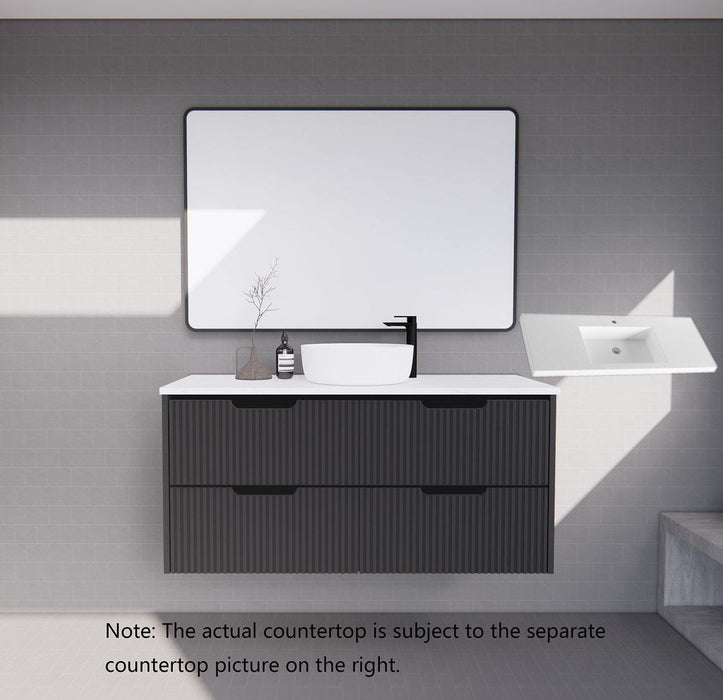 600-1800*450*550mm ABS Bali Matt Black MR Melamined Board Panel With PVC Coating Fluted Wall Hung Vanity