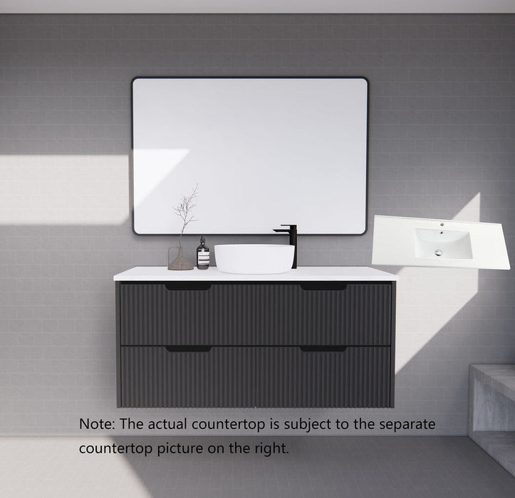 600-1800*450*550mm ABS Bali Matt Black MR Melamined Board Panel With PVC Coating Fluted Wall Hung Vanity