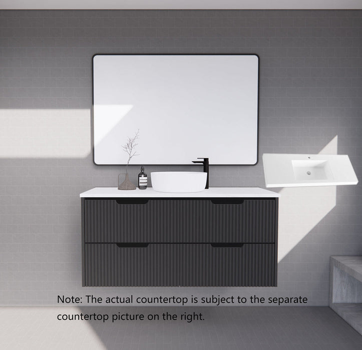 600-1800*450*550mm ABS Bali Matt Black MR Melamined Board Panel With PVC Coating Fluted Wall Hung Vanity - HD reno