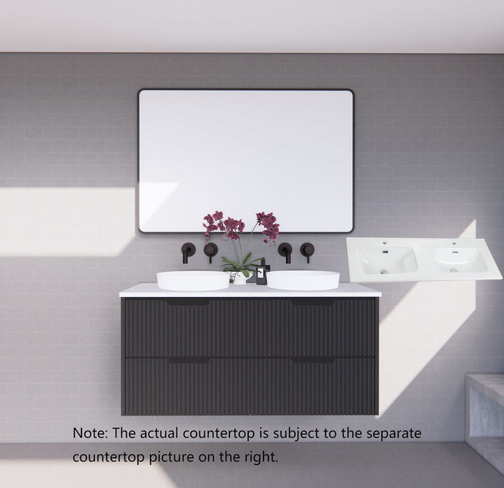 600-1800*450*550mm ABS Bali Matt Black MR Melamined Board Panel With PVC Coating Fluted Wall Hung Vanity