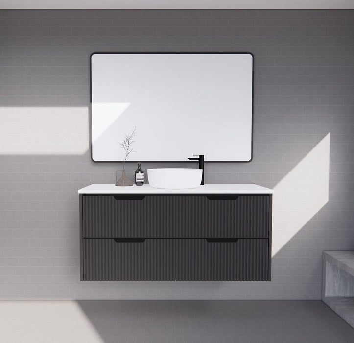 600-1800*450*550mm ABS Bali Matt Black MR Melamined Board Panel With PVC Coating Fluted Wall Hung Vanity
