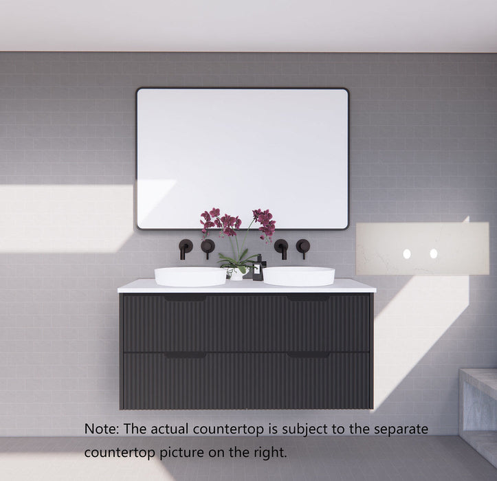 600-1800*450*550mm ABS Bali Matt Black MR Melamined Board Panel With PVC Coating Fluted Wall Hung Vanity - HD reno