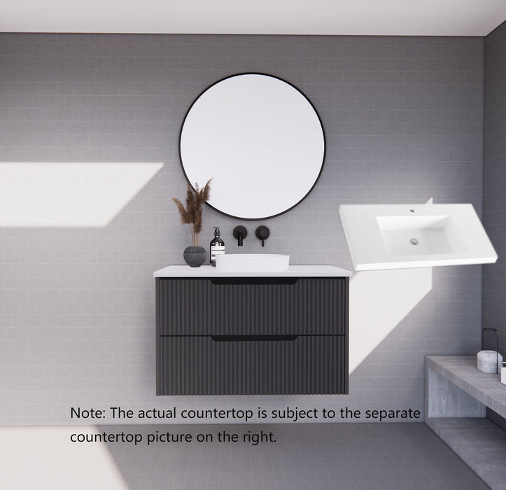 600-1800*450*550mm ABS Bali Matt Black MR Melamined Board Panel With PVC Coating Fluted Wall Hung Vanity - HD reno