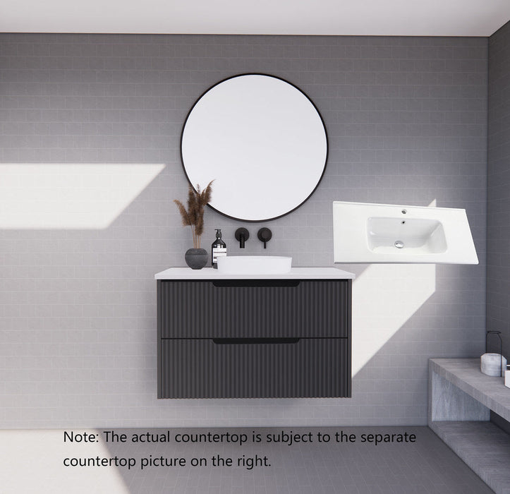 600-1800*450*550mm ABS Bali Matt Black MR Melamined Board Panel With PVC Coating Fluted Wall Hung Vanity