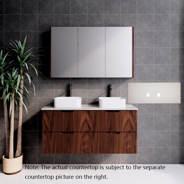 600-1800*450*550mm ABS Bali Brown Oak MR Melamined Board Panel With PVC Coating Fluted Wall Hung Vanity