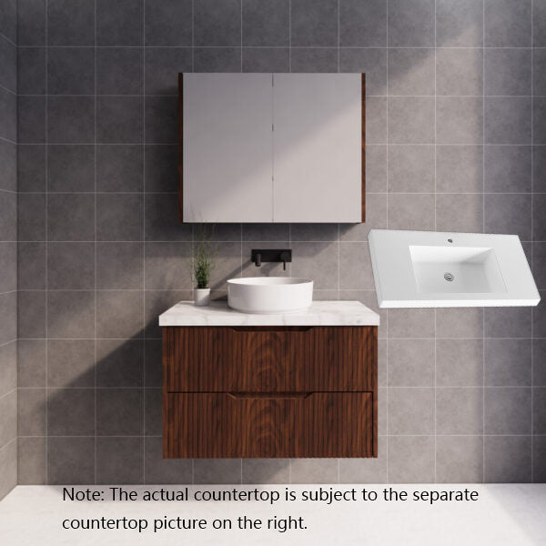 600-1800*450*550mm ABS Bali Brown Oak MR Melamined Board Panel With PVC Coating Fluted Wall Hung Vanity