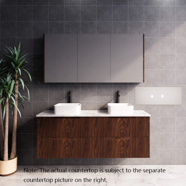 600-1800*450*550mm ABS Bali Brown Oak MR Melamined Board Panel With PVC Coating Fluted Wall Hung Vanity