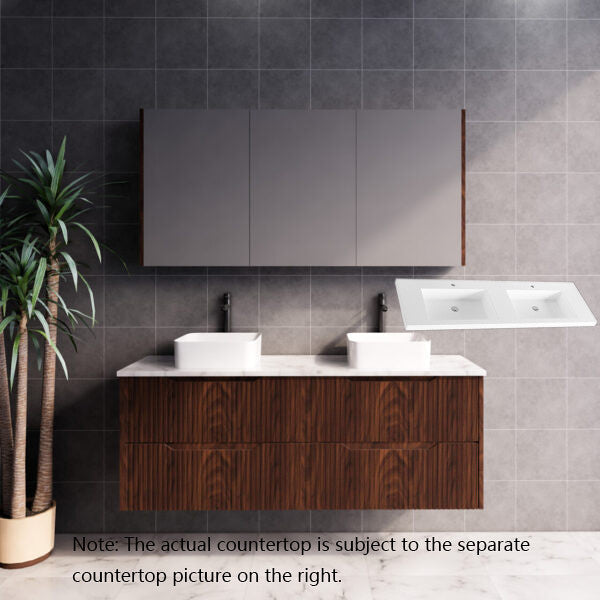 600-1800*450*550mm ABS Bali Brown Oak MR Melamined Board Panel With PVC Coating Fluted Wall Hung Vanity