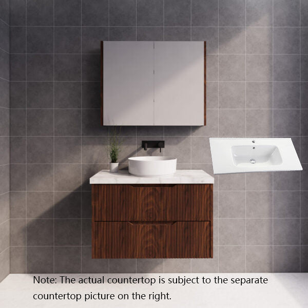 600-1800*450*550mm ABS Bali Brown Oak MR Melamined Board Panel With PVC Coating Fluted Wall Hung Vanity - HD reno