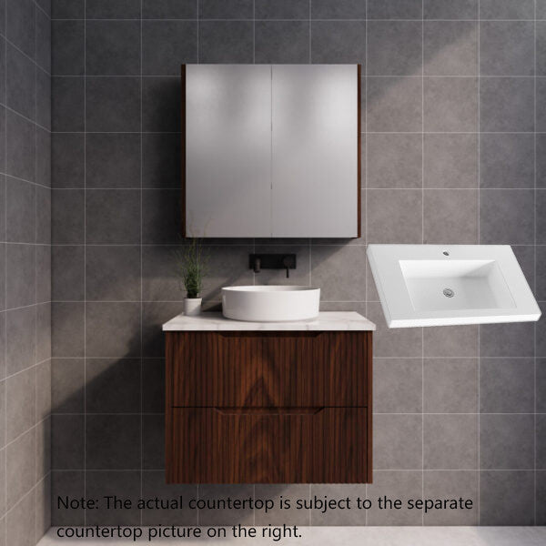 600-1800*450*550mm ABS Bali Brown Oak MR Melamined Board Panel With PVC Coating Fluted Wall Hung Vanity - HD reno