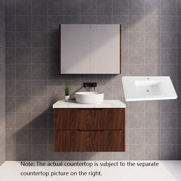 600-1800*450*550mm ABS Bali Brown Oak MR Melamined Board Panel With PVC Coating Fluted Wall Hung Vanity