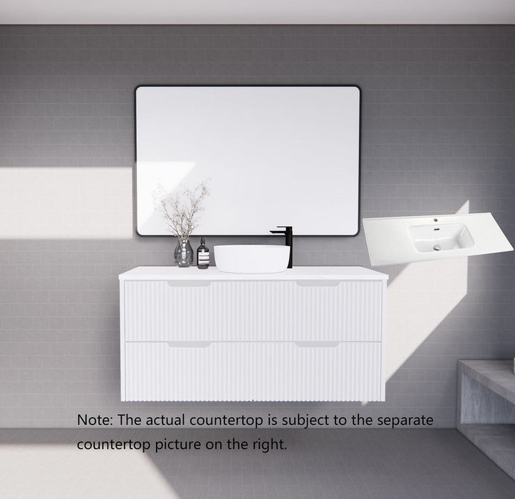 600-1800*450*550mm ABS Bali Matt White MR Melamined Board Panel With PVC Coating Fluted Wall Hung Vanity