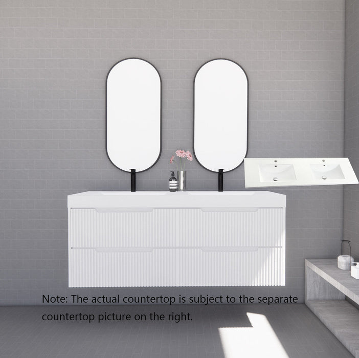 600-1800*450*550mm ABS Bali Matt White MR Melamined Board Panel With PVC Coating Fluted Wall Hung Vanity
