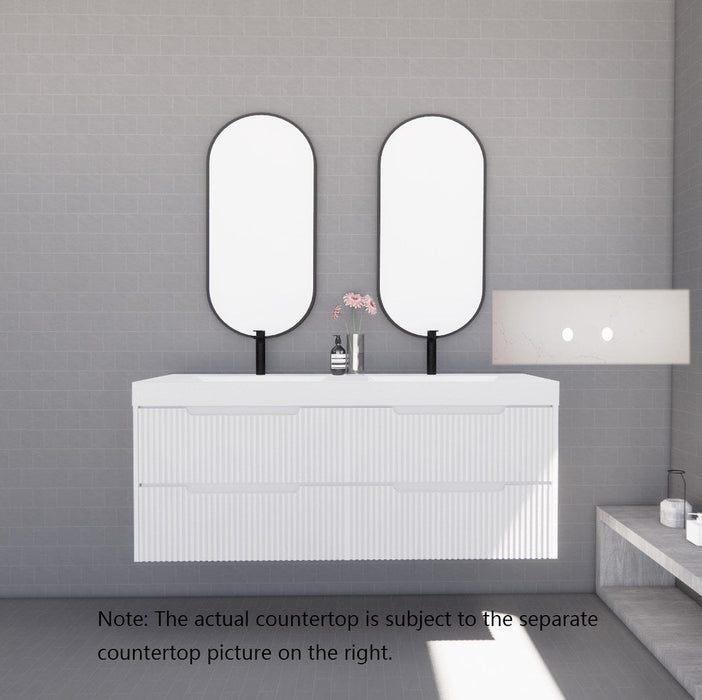 600-1800*450*550mm ABS Bali Matt White MR Melamined Board Panel With PVC Coating Fluted Wall Hung Vanity