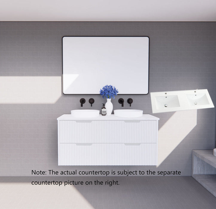 600-1800*450*550mm ABS Bali Matt White MR Melamined Board Panel With PVC Coating Fluted Wall Hung Vanity - HD reno