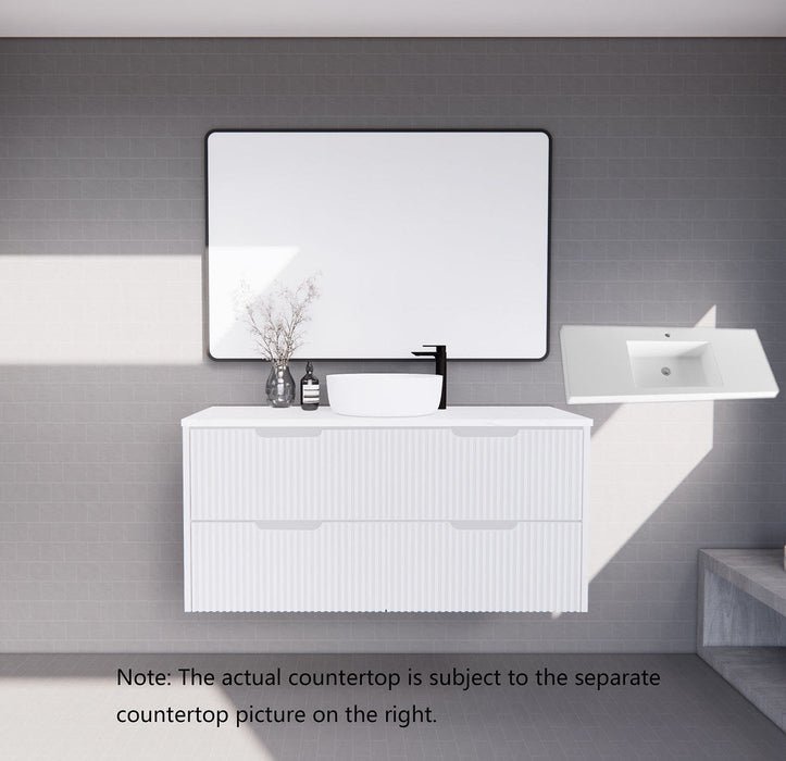 600-1800*450*550mm ABS Bali Matt White MR Melamined Board Panel With PVC Coating Fluted Wall Hung Vanity - HD reno